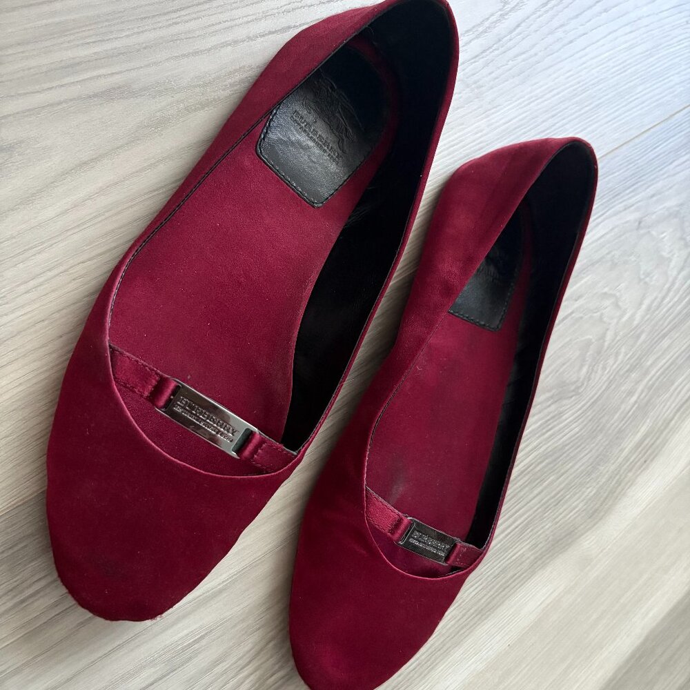 $225 BURBERRY Womens Soft Burgundy Slippers/Shoes Size 39 Fits 38.5/8.5